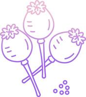 A purple and white line drawing of three lollipops vector