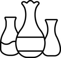 A black and white drawing of three vases vector