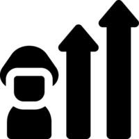 A black and white icon of a man and a graph vector