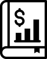 A black and white icon of a book with a dollar sign vector