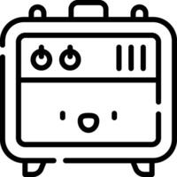 A black and white image of a suitcase with a face vector