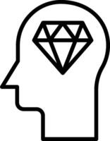 A black and white image of a head with a diamond in it vector