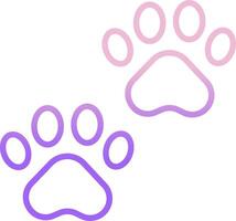 Two purple and pink paw prints are shown vector