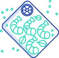 A tray with shrimp and other items on it vector