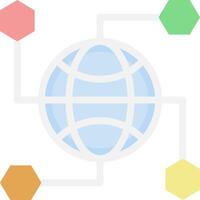 A globe with four different colored hexagons vector