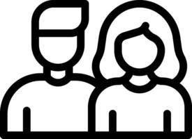 A couple is shown in a black and white line icon vector