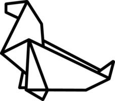 An origami bird with a line drawing of it vector