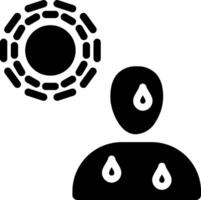 A black and white icon of a person with a drop of water vector