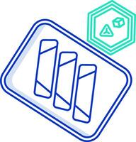 A blue and white icon of a cube and a hexagon vector