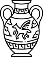 An ancient vase with a horse on it coloring page vector