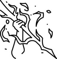 A black and white drawing of a sword vector