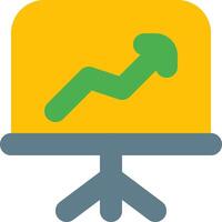 A computer monitor with an arrow pointing up vector