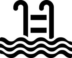 A black and white illustration of a ladder in the water vector