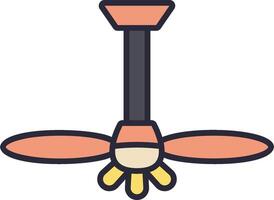 A ceiling fan with a light bulb on top vector