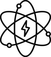 An atom symbol with a lightning bolt vector