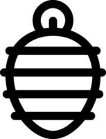 A black and white icon of a ball with a line vector