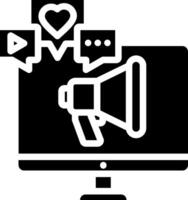 A computer monitor with a megaphone and a heart vector