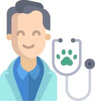 A man in a lab coat holding a stethoscope and a dog paw vector