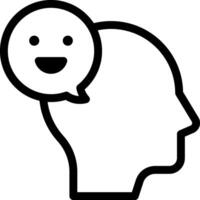 A black and white image of a head with a speech bubble vector