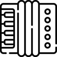 A black and white line icon of an accordion vector