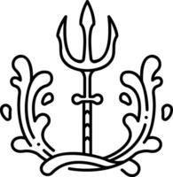 A black and white drawing of a trident vector