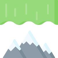 A flat icon of a mountain and a green cloud vector