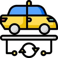 A yellow taxi cab is on top of a platform vector