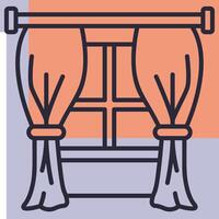 A window with curtains on it vector