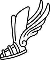 A shoe with wings on it coloring page vector