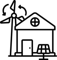 A house with wind turbines and solar panels vector
