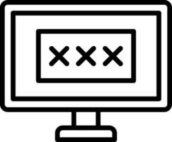 A computer monitor with two crossed lines on it vector