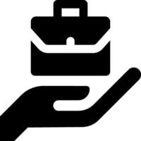 A hand holding a briefcase icon vector