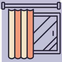 A window with curtains and a curtain rod vector