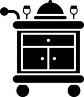 A black and white illustration of a buffet table vector