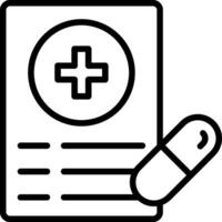 A black and white image of a pill and a paper vector