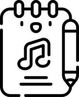 A note pad with music notes and a pen vector
