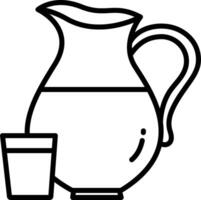 A jug and glass of water are shown in this outline vector