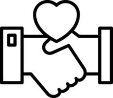 Handshake with heart icon vector