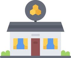 A small house with a yellow sign on it vector