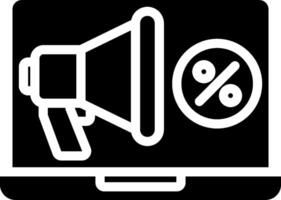 A laptop with a megaphone and a percentage sign vector