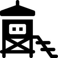A black and white icon of a lifeguard tower vector