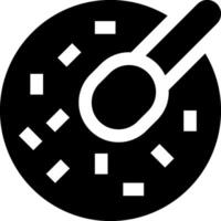 A black and white icon of a spoon and a bowl vector
