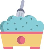A blue bowl with a spatula and a spoon vector