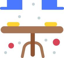 A table with two chairs and a hat on it vector