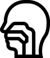 A black and white silhouette of a head with a hand on it vector