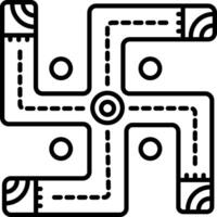 A black and white drawing of a cross with four lines vector