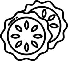 A black and white drawing of a slice of lemon vector