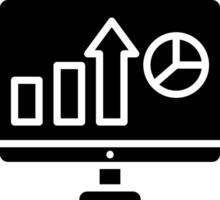 A computer monitor with a graph and a clock vector