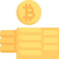 Bitcoin icon with stacks of coins vector