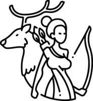 A woman with a deer and arrow on her back vector